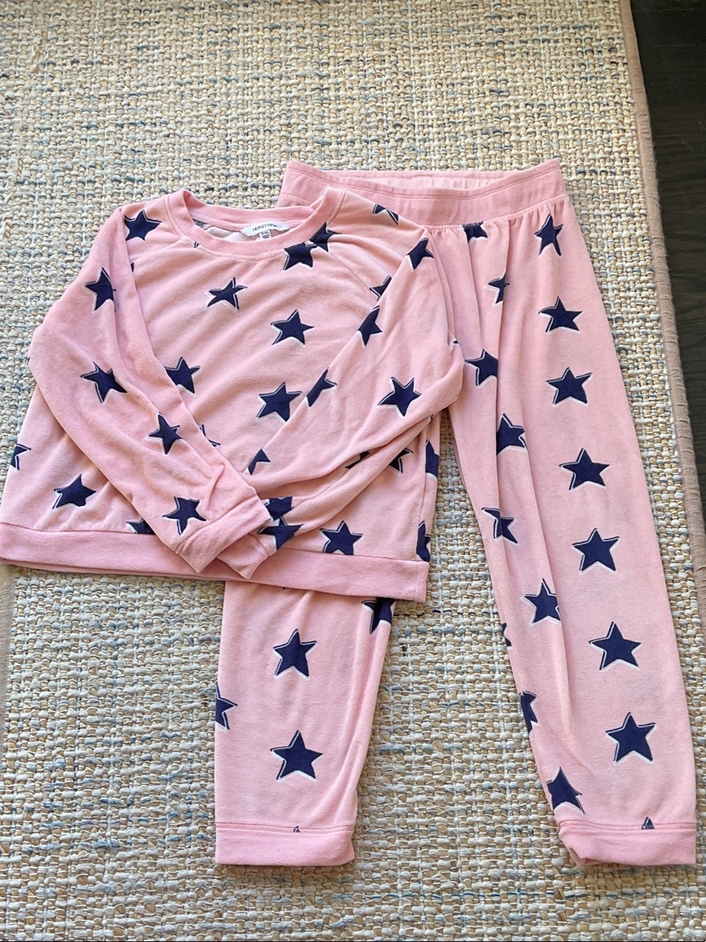 Nordstrom Pink Pajama Set with Navy Star Print